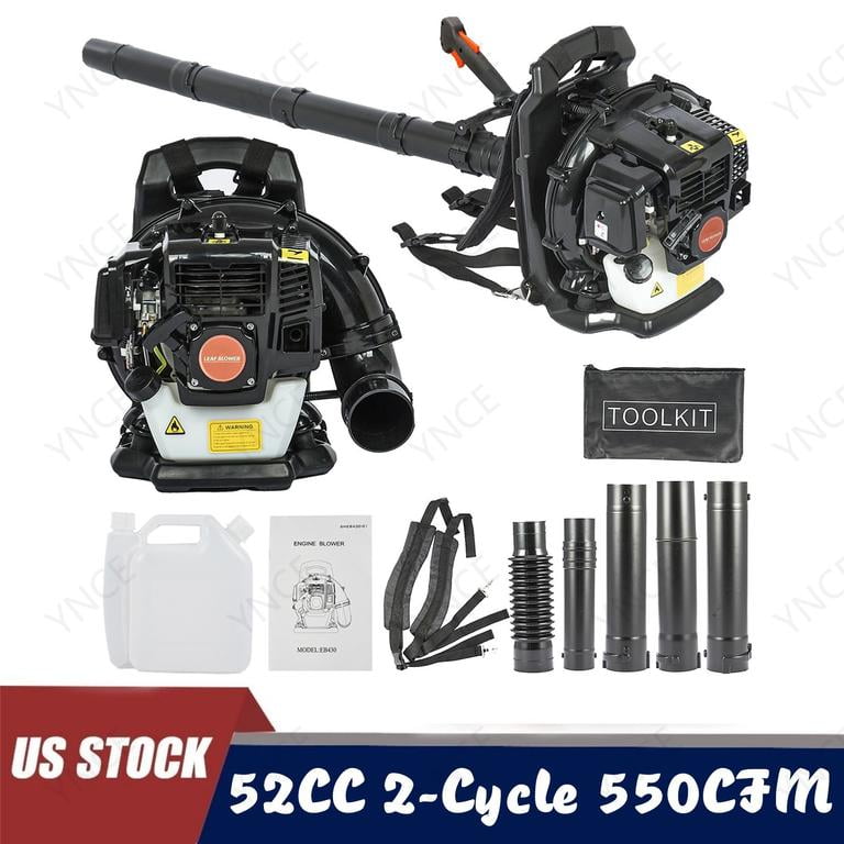 YNCE 52CC 550 CFM Leaf Blower - 2 Cycle Backpack Gas Powered Leaf Blower, Grass Lawn Blower Air Cooling Gasoline Backpack Grass Blower, Backpack Snow Blower for Garden (Black)