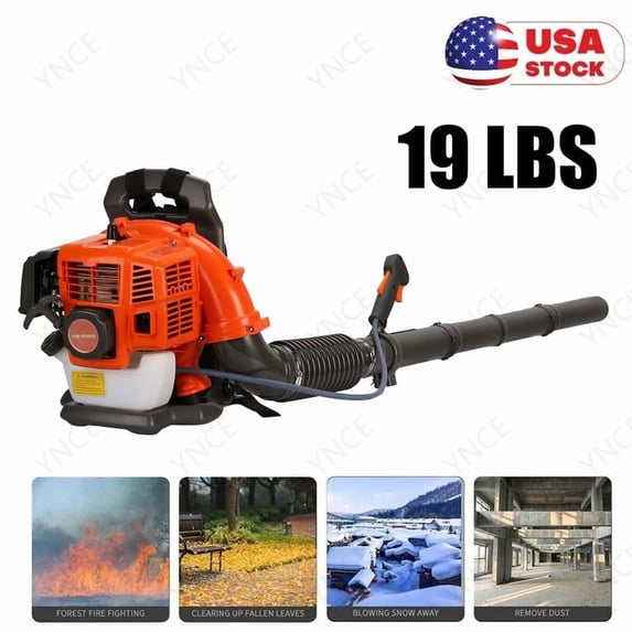 YNCE 52CC Gas Backpack Leaf Blower 2 Cycle Enginee 550CFM 200MPH Ergonomic Harness System Low Vibration and Cruise Control Powerful Gas Blowers for Lawn Yard Care-Gifts for Dad (Orange_1)
