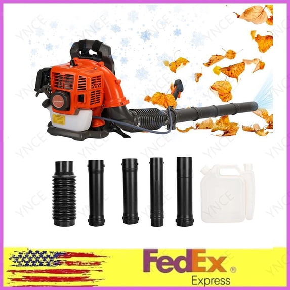 YNCE 52CC Gas Backpack Leaf Blower, 2 Stroke 550 CFM 200 MPH Gas Powered Engine, Low Vibration and Ergonomic Design with Cruise Control for Outdoor GardenYard Cleaning and Snow Removal (Orange_1)