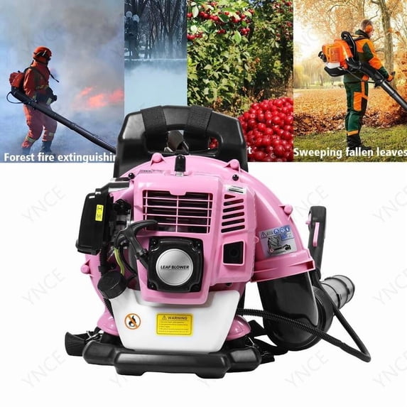 YNCE 52CC Gas Backpack Leaf Blower, 2 Stroke 550CFM 200MPH Gas Powered Engine, Low Vibration and Ergonomic Design with Cruise Control for Outdoor GardenYard Cleaning and Snow Removal (Pink)