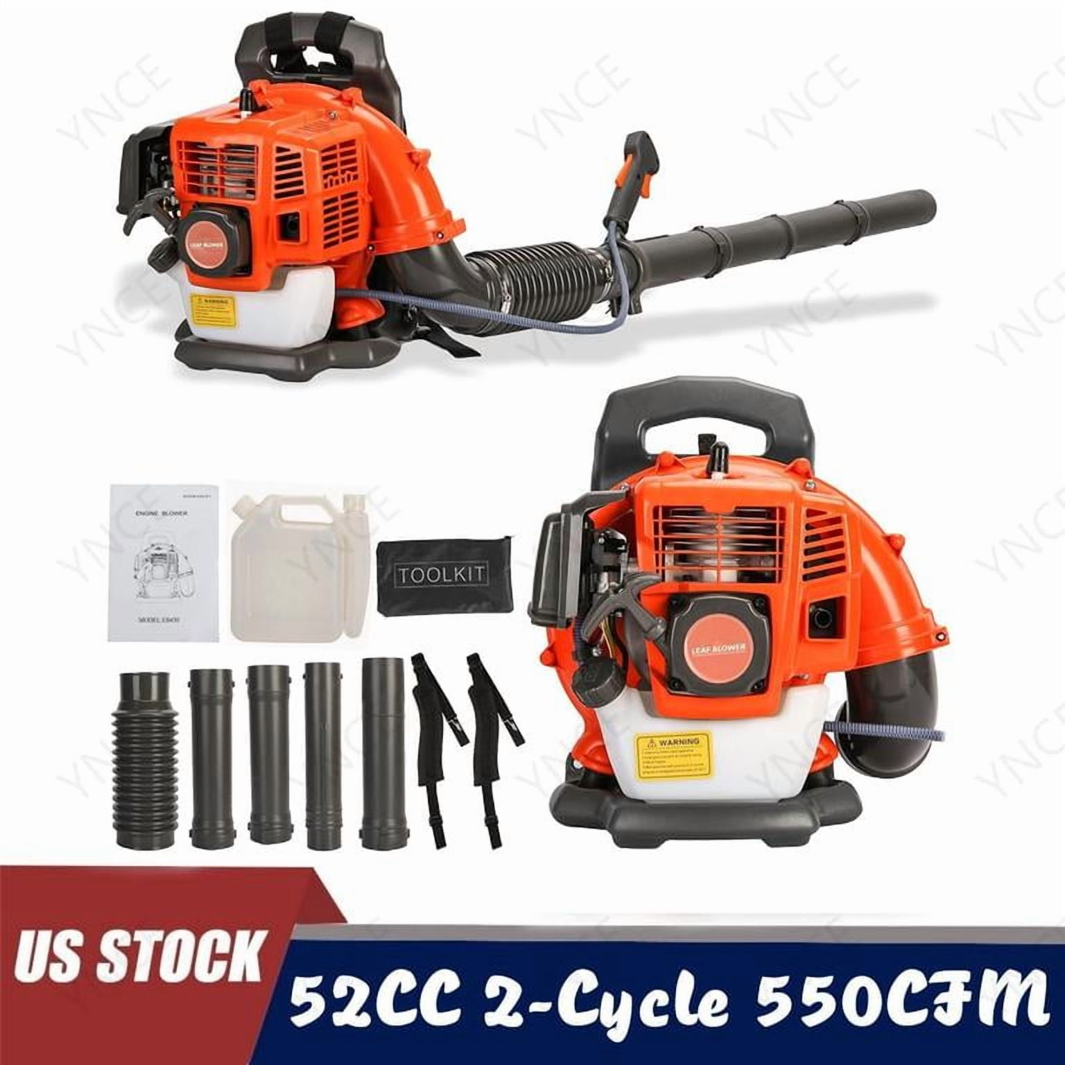 YNCE 52CC Gas Leaf Blower Backpack 550 CFM 2 Cycle Ergonomic Harness System 200 MPH Low Vibration and Cruise Control Powerful Gas Blowers for Lawn Yard Care Gifts for Dad (Orange_1)