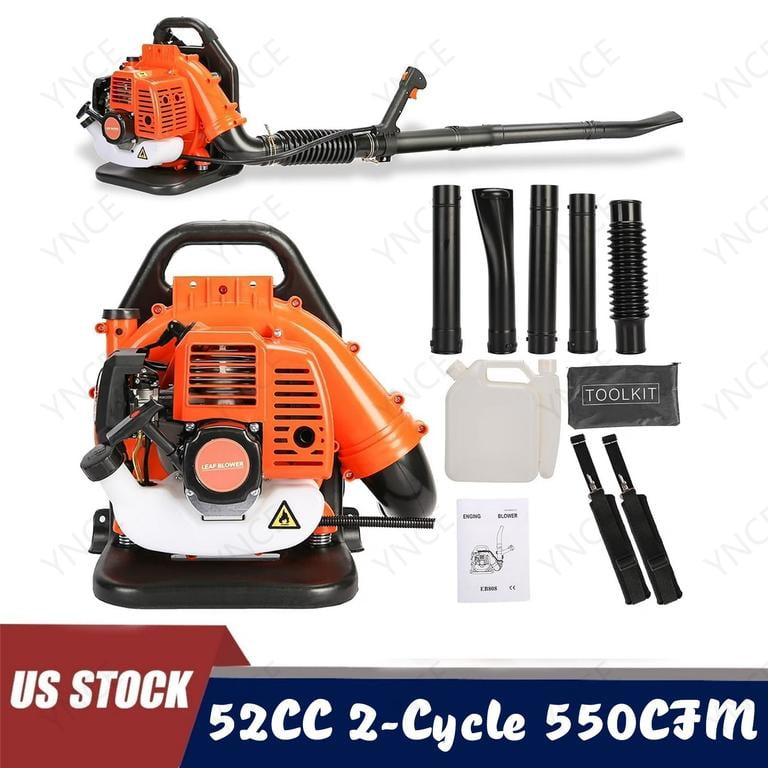 YNCE 52CC Gas Leaf Blower Backpack 550 CFM 2 Cycle Ergonomic Harness System 200 MPH Low Vibration and Cruise Control Powerful Gas Blowers for Lawn Yard Care Gifts for Dad (Orange_2)