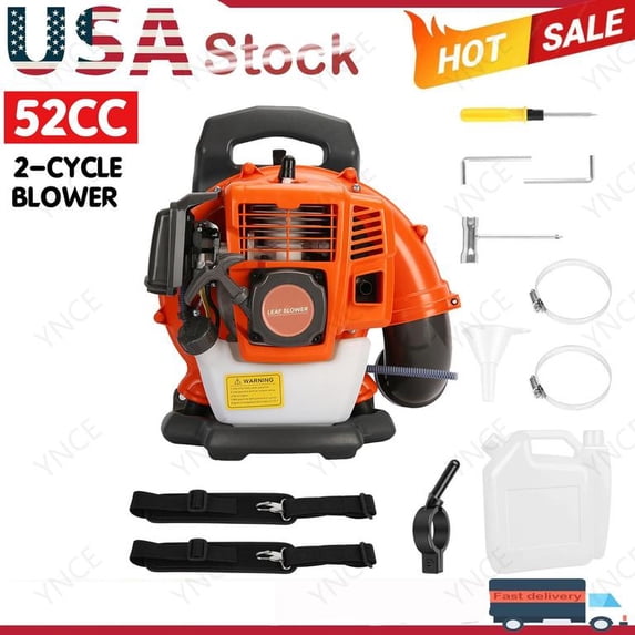 YNCE 52CC Gas Leaf Blower Backpack 550CFM 2 Stroke Ergonomic Harness System 200MPH Low Vibration and Cruise Control Powerful Gas Blowers for Lawn Yard Care Gifts for Dad (Orange_1)