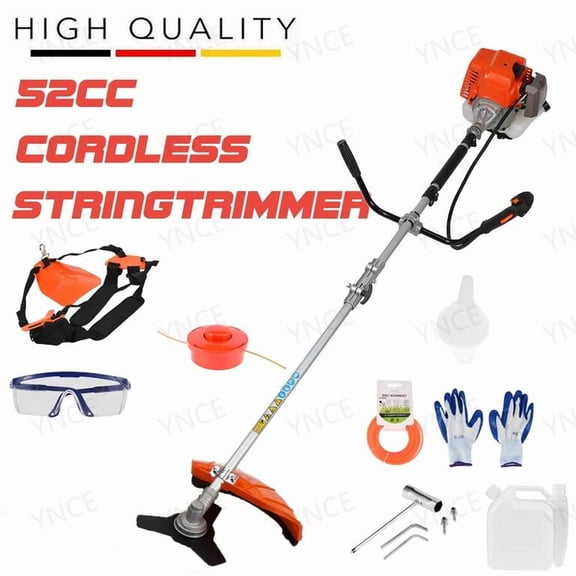 YNCE 52cc 2-Stroke Gas Weed Wacker with 1.2L Fuel Tank, 2.2KW/8500RPM Weed Eater with Multi Accessories and Sharp Blade, Grass Trimmer for Villa, Garden, Community, Lawn, Park