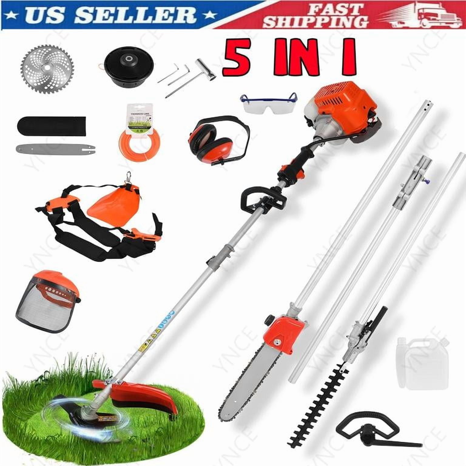 YNCE 52cc 5-in-1 Multi-Functional Trimming Tool,Gas Hedge Trimmer,Gas Weed Eater,Gas String Trimmer,Gas Grass Trimmer,Brush Cutter,Edger,Pole Saw Chainsaw Pruner with Extension Pole Lightweight