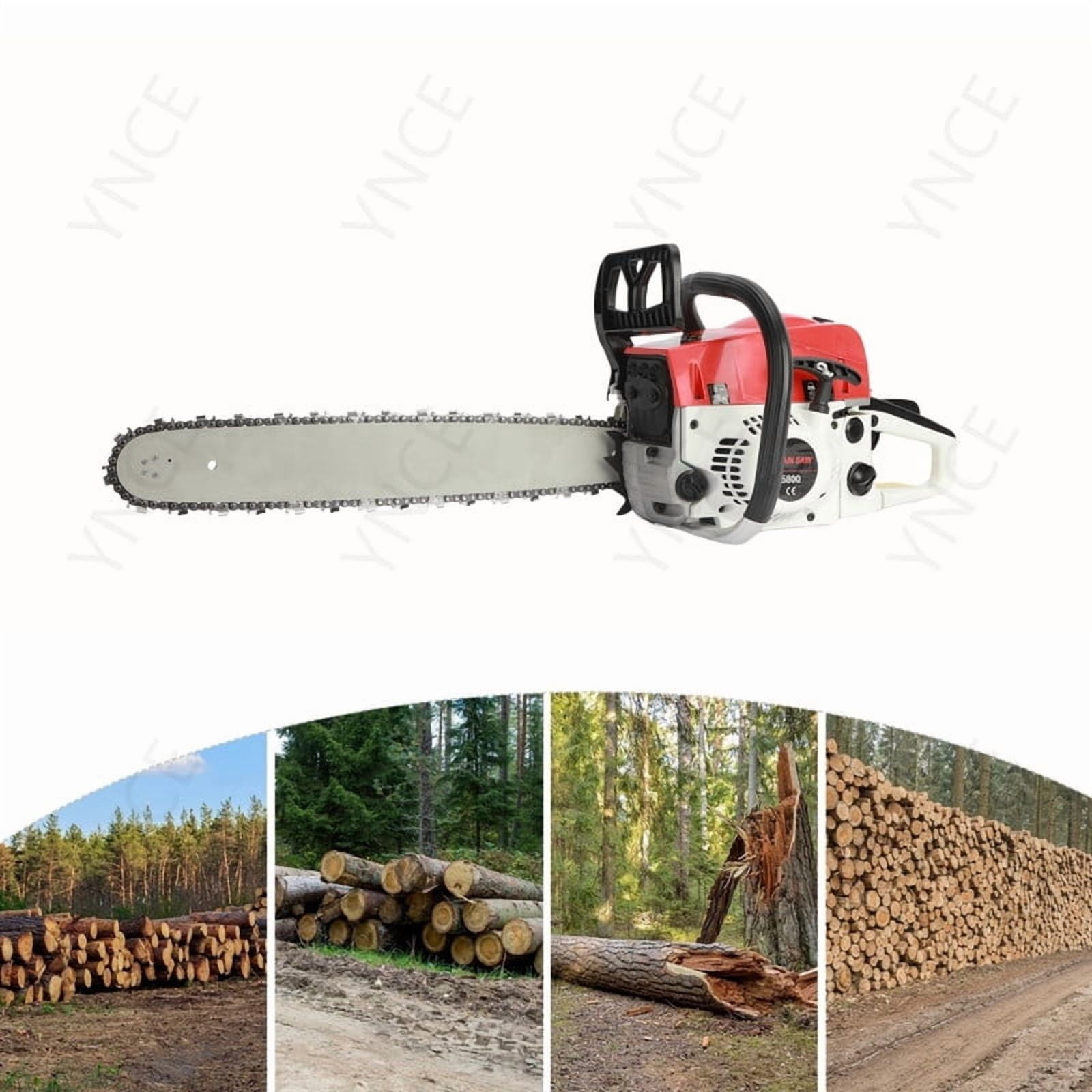 YNCE 58CC 20 Inch 2-Cycle Gas Powered Chainsaw, 13000r/min 3.2 HP Chainsaw Gas Powered, Low Kickback, Anti-Vibration, Protective Design for Tree Wood Cutting(Red)