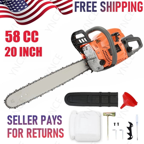 YNCE 58CC 20 Inch Gas Chainsaw 2-Stroke Gasoline Powered Chain Saw with Handheld Cordless Gas-Powered Chain Saws Chainsaws for Cutting Forest Trees Wood, Garden, Farm Cutting
