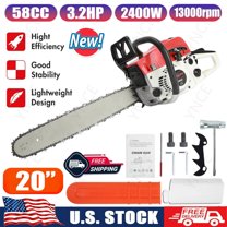YNCE 58cc Gas Chainsaw, 20-Inch Professional Chainsaw with 2-Cycle Engine & Anti-Vibration System, Quick Start Technology for Tree Cutting, Firewood, Logging
