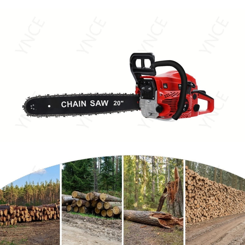 YNCE 58cc Gas Chainsaws 20 Inch Bar Power Chain Saws, Gas Powered Chainsaw 2 Stroke Handed Petrol Gasoline Chain Saw for Cutting Wood Outdoor Garden Farm Home Use