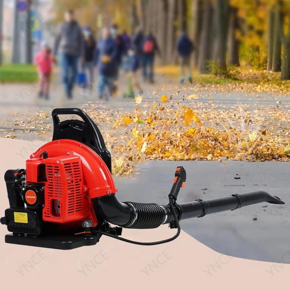 YNCE 63CC Backpack Gas Powered Leaf Blower 665CFM 3HP 2 Cycle Grass Lawn Blower Air Cooling, Low Vibration and Ergonomic Design for Outdoor Gard Yard Cleaning and Snow Removal (Red_XL)