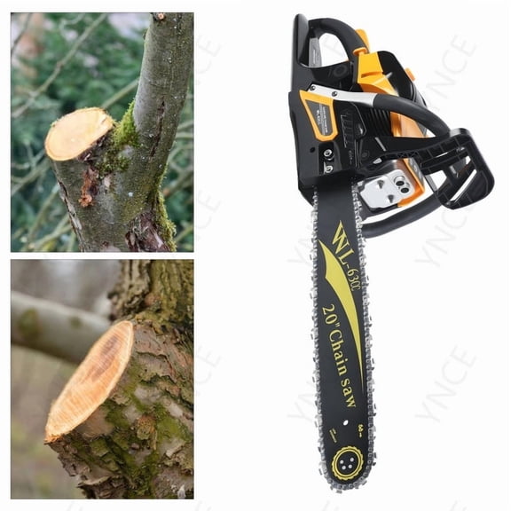 YNCE 63CC Gas Chainsaw, Professional Chainsaw with 2-Stroke Engine, 20inch Chain Saw Bar, Ergonomic Non-Slip Handle & 550ml Fuel Tanks for Tree Wood Cutting
