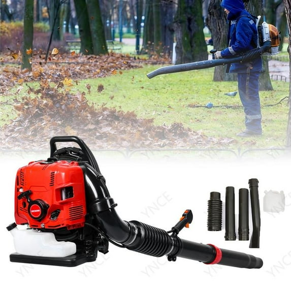 YNCE 75.6CC Gas Backpack Leaf Blower, 900CFM 5HP 4 Stroke Engine, Heavy-Duty Leaf & Snow Blower for Lawn, Garden & Commercial Use (Red)