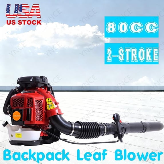 YNCE 80CC Backpack Leaf Blower – Gas Powered 4.8 HP 2 Stroke 900 CFM 206 MPH High Airflow, Ergonomic Design, Low Vibration, and Cruise Control, Leaf Blower for Lawn Care (Red)