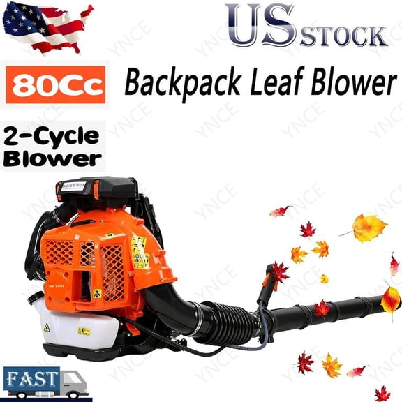 YNCE 80CC Gas Powered Backpack Leaf Blower 900CFM , Powerful 206MPH 2 Stroke Petrol Powered Leaf blowers for Lawn/Garden Care Yard Snow/Grass Blowing Dust Debris (Orange)