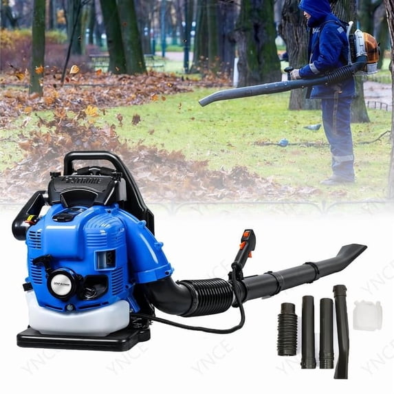 YNCE 900CFM Backpack Gas Leaf Blower 75.6CC 4 Stroke Ergonomic Harness System 210MPH Low Vibration Cruise Control Powerful Gas Blowers for Lawn Yard Care Gifts for Dad (Blue)
