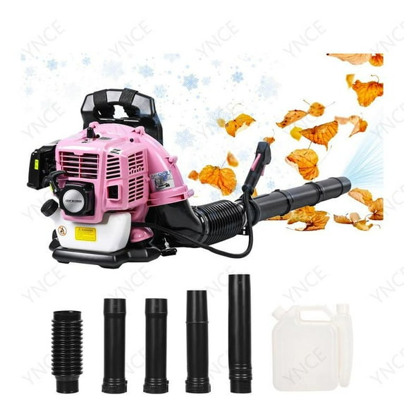 YNCE Backpack Leaf Blower, 52CC 1.7HP 2 Cycle Gas Leaf Blower, 550CFM , 200MPH , Powerful Clearing Performance and Ergonomic Design (Pink)