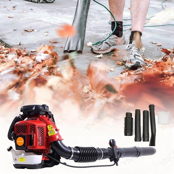 YNCE Backpack Leaf Blower, 80CC 4.8HP 2 Cycle Gas Leaf Blower, 900CFM , 206MPH , Powerful Clearing Performance and Ergonomic Design (Red)