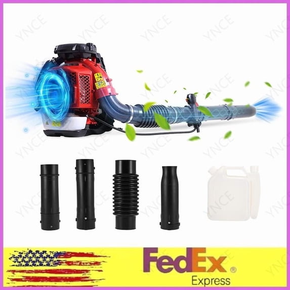 YNCE Backpack Leaf Blower Gas Powered - 80CC 900CFM 2 Stroke Backpack Gas Powered Leaf Blower, Grass Lawn Blower Air Cooling Gasoline Backpack Grass Blower, Backpack Snow Blower for Garden (Red)