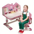 thumbnail image 1 of YNCE Children Learning Desk and Chair Set Pink Desk Set Height Adjustable with Drawers and Storage Compartments Cartoon Learning Desks and Chairs for Girls, 1 of 8