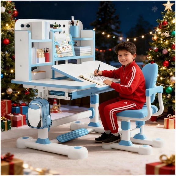 YNCE Ergonomic Children’s Study Desk & Chair Set – Durable Fiberboard Top, Organized Storage, Comfortable Seating – Perfect for Schoolwork & Creative Play
