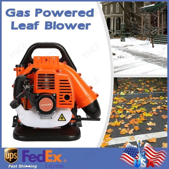 YNCE Gas Powered Backpack Leaf Blower, Commercial Heavy Duty 52CC 2 Cycle Engine, 200MPH 550CFM for Professional Yard Care, Large Properties & Lawn Maintenance (Orange_2)