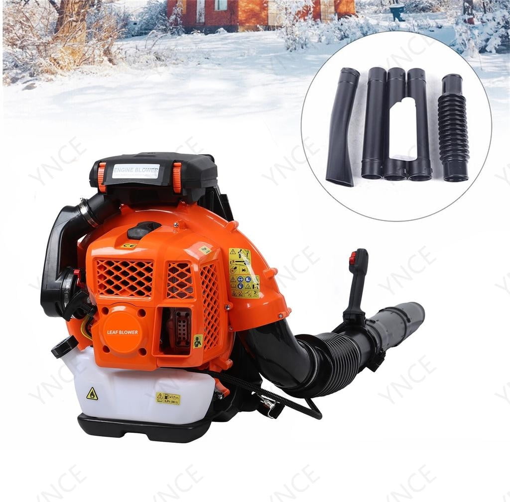YNCE Gas Powered Backpack Leaf Blower, Commercial Heavy Duty 80CC 2 Cycle Engine, 206MPH 900CFM for Professional Yard Care, Large Properties & Lawn Maintenance (Orange)