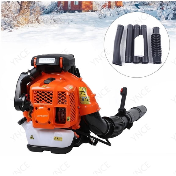 YNCE Gas Powered Backpack Leaf Blower, Commercial Heavy Duty 80CC 2 Cycle Engine, 206MPH 900CFM for Professional Yard Care, Large Properties & Lawn Maintenance (Orange)