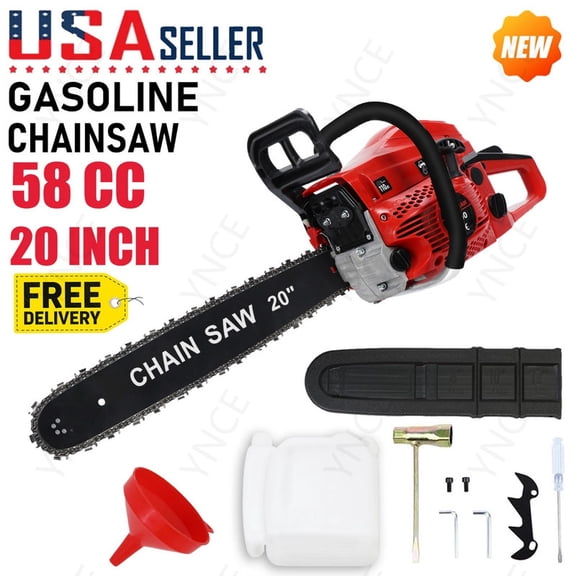 YNCE Gas Powered Chainsaw, 58-cc 3-HP, 2-Cycle Engine, 20 Inch Chainsaw with Automatic Adjustable Oil Pump, For Wood Cutting, Tree Trimming and Land Clearing