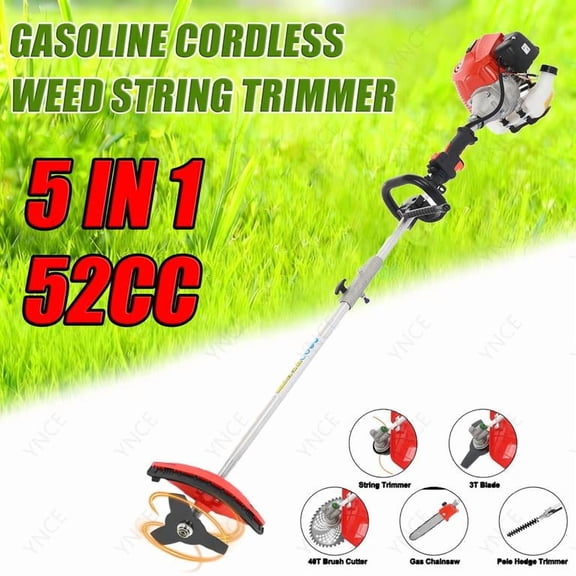 YNCE Gas Weed Wacker, 52CC 2-Stroke Weed Eater Gas Powe, 5 in 1 Multi-Functional Gas Hedge Trimmer Chainsaw String Trimmer for Gardening