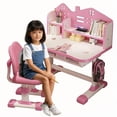 thumbnail image 1 of YNCE Kids Desk and Chair Set, Height Adjustable Astronaut Pattern Children School Desk with Shelf & Large Drawers, Kids Writing Study Table for Boys Girls 3+, 1 of 10