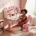 thumbnail image 1 of YNCE Kids Desk and Chair Set, Height Adjustable Children Study Desk, Golden Distance Preventing Myopia Design, Children Study Desk with Spacious Storage Drawer for Girls School Home Study Tool, 1 of 9