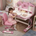 thumbnail image 1 of YNCE Kids Desk and Chair Set, Height Adjustable Desks for Kids, Kid Desk with Storage,Toddler Table Study Table with Bookshelf and Drawer, for Boys and Girls, 1 of 8