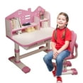 thumbnail image 1 of YNCE Kids Desk and Chair Set, Height Adjustable Kids Study Table and Chair Set, Children School Desk with Storage Drawer and Book Stand, Ergonomic Child Toddler Deskwith Sitting Posture Corrector, 1 of 5