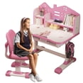thumbnail image 1 of YNCE Kids Desk and Chair Set, Multi-Activity Toddler Table and Chair Set with Bookshelf,Height Adjustable Chair Desk for Kids, Storage Rack for Toddler Ages 3-12, 1 of 10