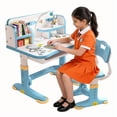 thumbnail image 1 of YNCE Kids Desk and Chair Set,Adjustable Girls School Writing Study Table,Ergonomic Desk Chair with Large Writing Board Pull Out Drawer Book Stand, 1 of 10