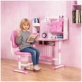 thumbnail image 1 of YNCE Kids Study Desk and Chair Set, Height Adjustable Study Table Chair Set Desk for Kids with Drawers Bookstand 80cm Desktop Foot Pedal Ergonomic Table Chairs for Boys Girls 6-12 Years, 1 of 9