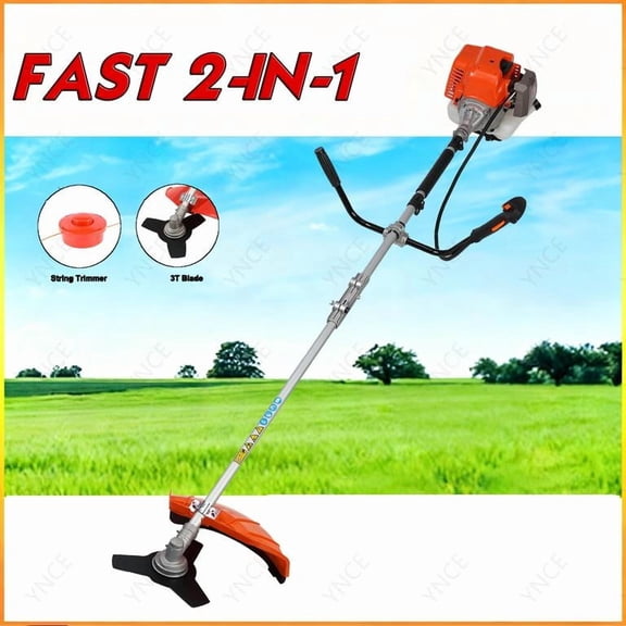 YNCE Lawn Mower, Gas String Trimmer, 52cc Weed Wacker Gas Powered, 2 in 1 Cordless Hedge Trimmer, 2-Stroke Brush Cutter, Handheld Weed Eater, Plastic Handle & Shoulder Strap Included