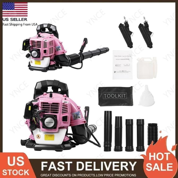 YNCE Leaf Blower, 52CC 2 Cycle Backpack Gas Leaf Blower, Backpack Blower, Gas Blower, Up to 550CFM , Powerful Clearing, for Lawn Care Yard Dust Debris (Pink)