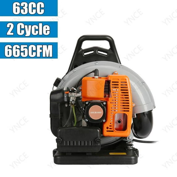 YNCE Leaf Blower, 63CC 2 Cycle Backpack Gas Leaf Blower, Backpack Blower, Gas Blower, Up to 665CFM , Powerful Clearing, for Lawn Care Yard Dust Debris (Orange)
