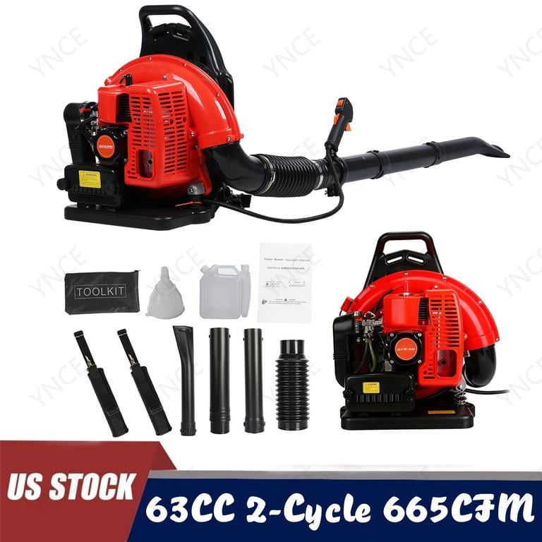YNCE Leaf Blower - 63CC 665 CFM 2 Cycle Backpack Gas Powered Blower, Grass Lawn Air Cooling Gasoline with Air-Cooled, Snow for Garden (Red_XL)