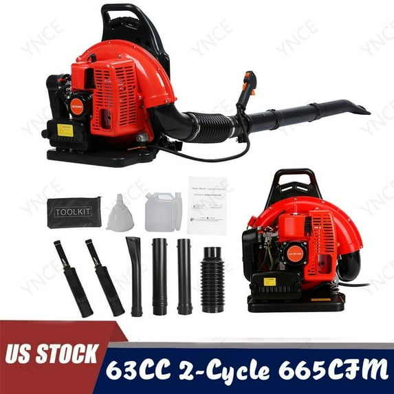 YNCE Leaf Blower - 63CC 665 CFM 2 Cycle Backpack Gas Powered Blower, Grass Lawn Air Cooling Gasoline with Air-Cooled, Snow for Garden (Red_XL)