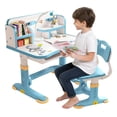 thumbnail image 1 of YNCE Small Desk, Standing Desk, Desk Chair Set, Widened Desktop Multi Separation Cartoon Pattern Desk Chair Set Kids Adjustable Height Study Table with Drawer Chair Set, 1 of 10