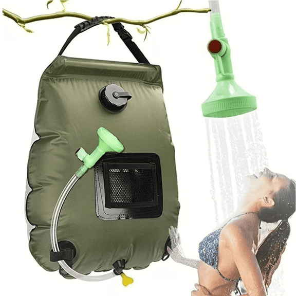 YNERC Solar Shower Bag 5 gallons 20L Solar Heating Premium Camping Shower Bag Hot Water with Temperature 45C Removable Hose on Off Switchable Shower Head Hiking Climbing Summer Shower K8
