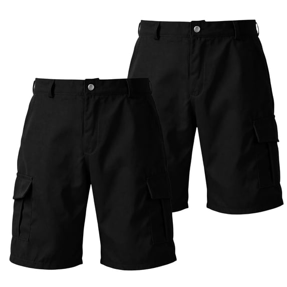 YNGKMEA 2 Pack Men's Cargo Shorts Casual Elastic Waist Shorts Vintage Classic Workout Cargo Shorts Relaxed Fit Outdoor Hiking Short with Pockets Black S