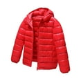 thumbnail image 1 of YNGKMEA Boys and Girls Hooded Puffer Jackets Ultra Lightweight Puffer Coats Fashion Packable Down Coats Travel Vacation Autumn and Winter Coat Red 7-8 Years, 1 of 3
