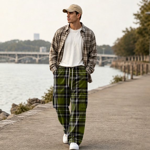 YNGKMEA Cargo Pants Men Basic Loose Casual Pants Fashion Workout High Waisted Trousers Comfy and Breathable Pants with Multi Pockets Blue 2XL
