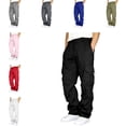 thumbnail image 1 of YNGKMEA Cargo Sweatpants for Men Relaxed Fit Open Bottom Jogger Sweatpants Oversized Wide Leg Drawstring Waist Athletic Gym Pants with Pockets, 1 of 8