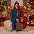 thumbnail image 1 of YNGKMEA Halloween Onesies Halloween Holiday Color Block Pajamas Long Sleeve Night Club Jumpsuits Hooded Spooky Horror Print Onesie Navy 3XL, 1 of 6