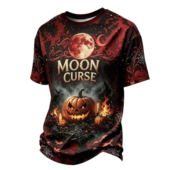 YNGKMEA Halloween Shirts for Men Novelty Graphic Tshirts Spooky Pumpkin Skeleton Costume Short Sleeve Crewneck Tops for Holiday Party Festive