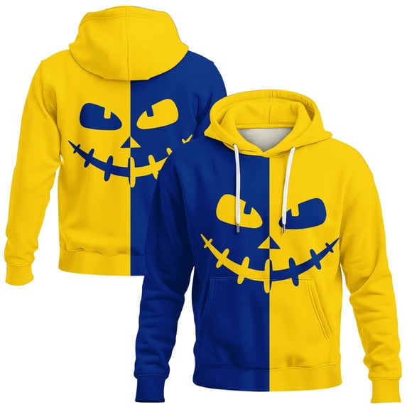 YNGKMEA Jack O Lantern Pumpkin Face Halloween Funny Mens Sweatshirt Hoodie Casual Long Sleeve Color Block Pullover Shirt